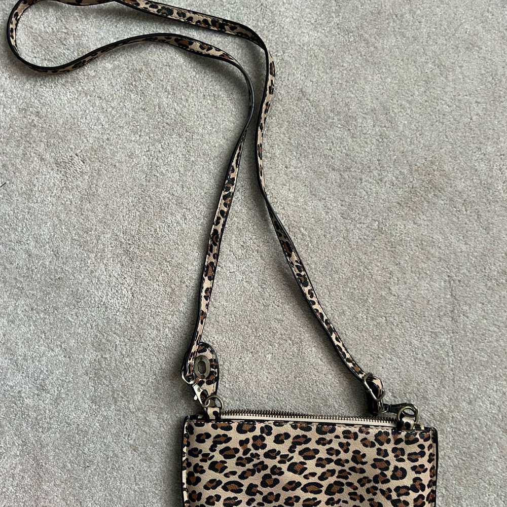 Brown and Black Crossbody Bag with Animal Print